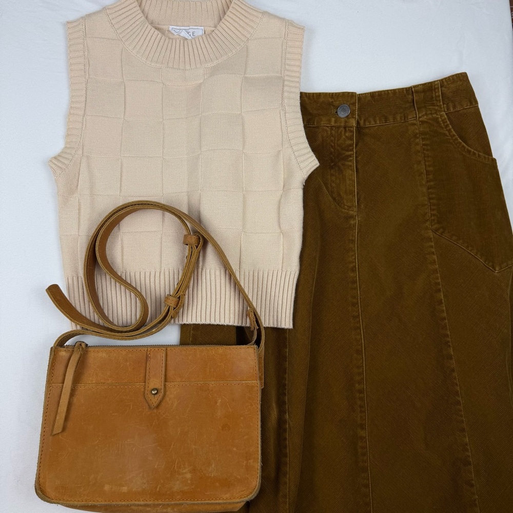 J.Jill Brown Corduroy Maxi Midi Skirt 0P EUC Petite Boho Fall Neutral Earthy